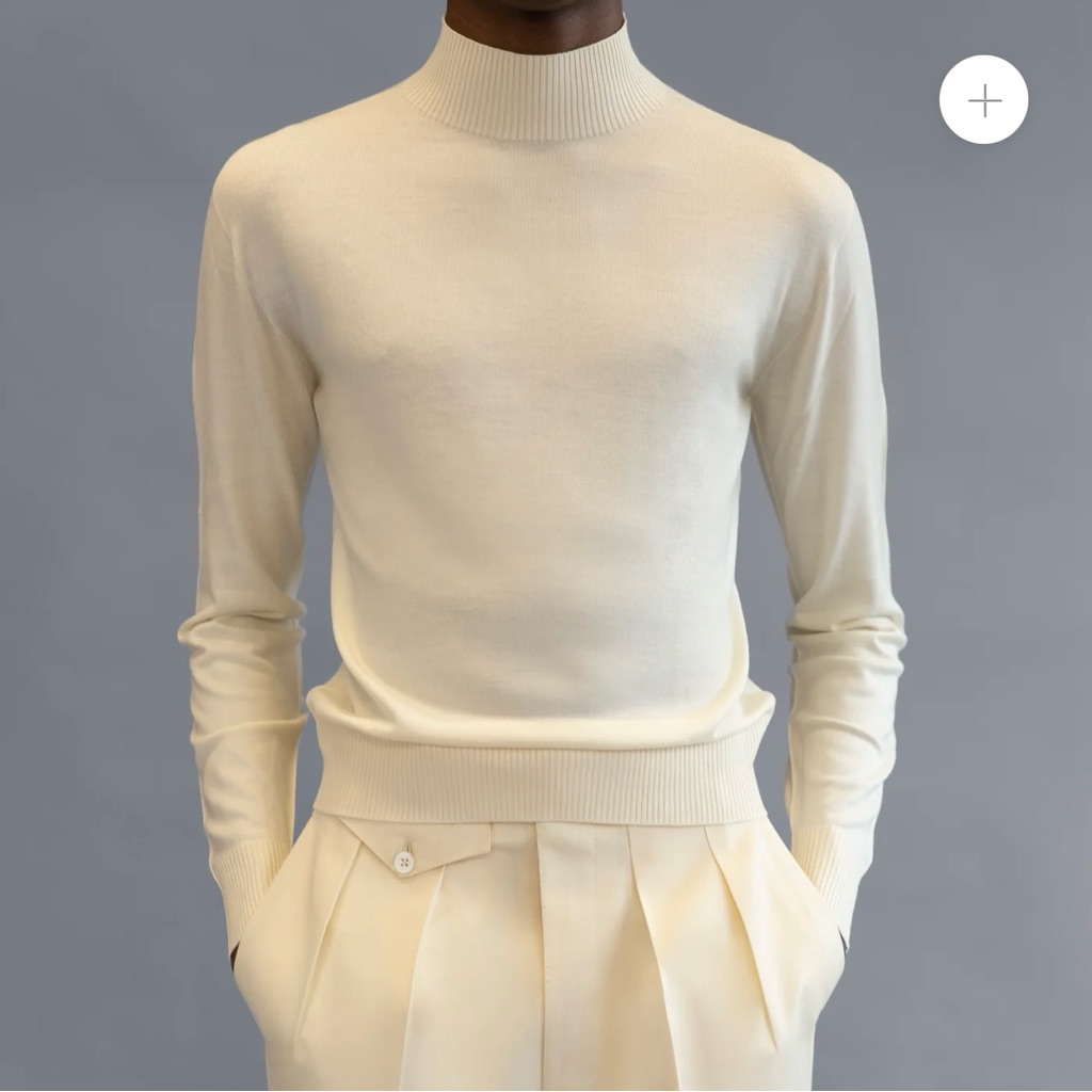 Michael Browne High Mock-Neck Knit Sweater In Ecru Size S